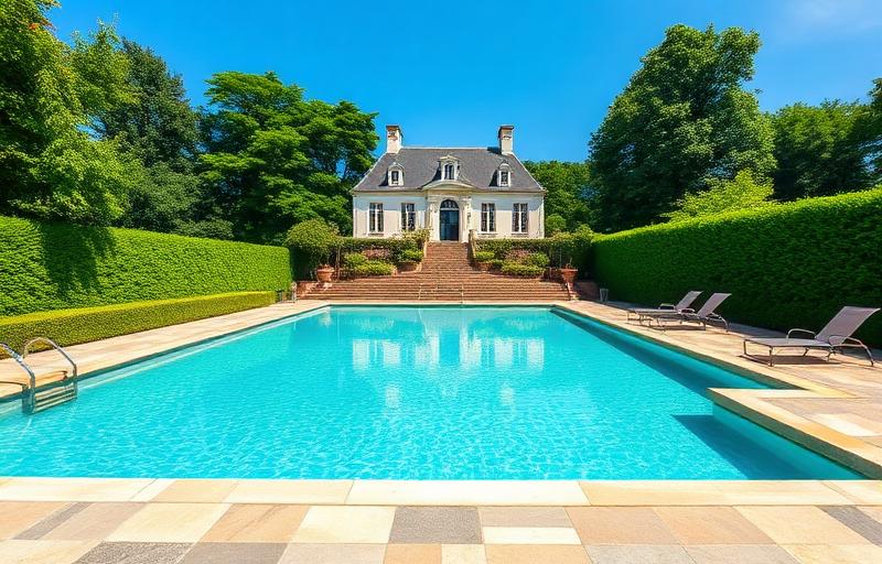 Piscine et tennis au Domaine de Pouzelande